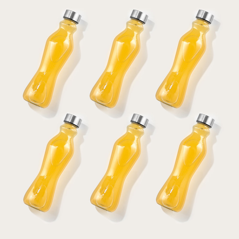 Brightware Spring Glass Water Bottles – 17.5 oz – Set of 6 
