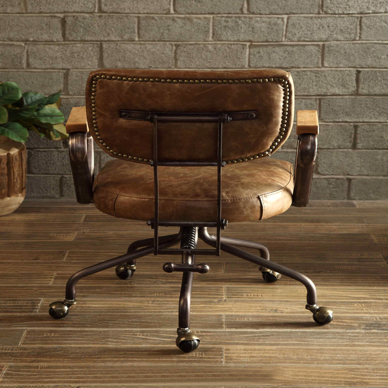 Chaise de bureau en cuir rétro Vintage Whiskey, Brun