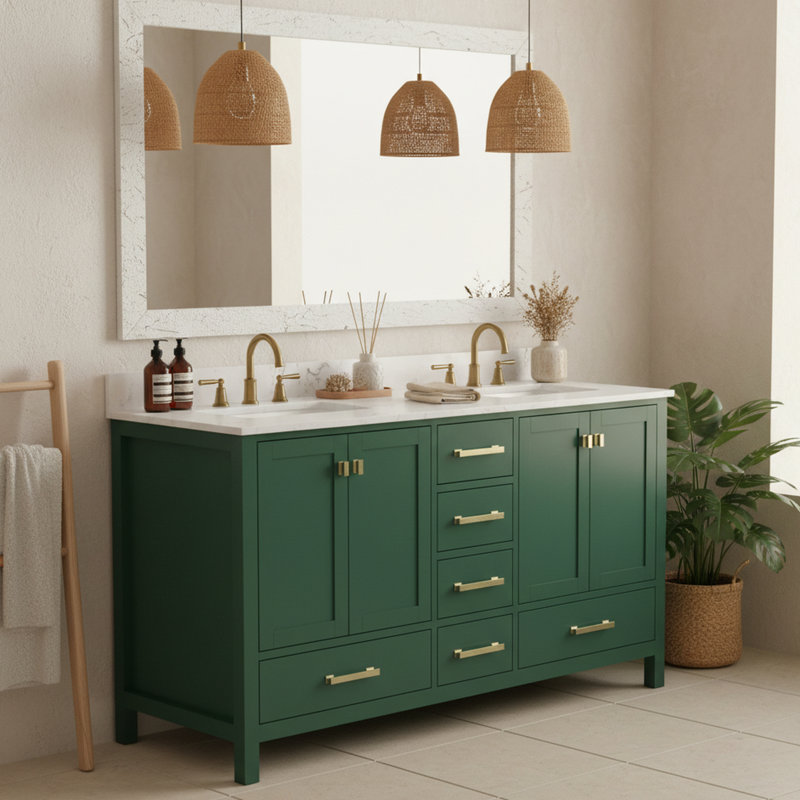 60-inch Solid Wood Bathroom Storage Cabinet With 2 Basins, Modern Design Attributes, Soft-close Drawers, And Integrated Sink For A Stylish Aesthetic, White Chic