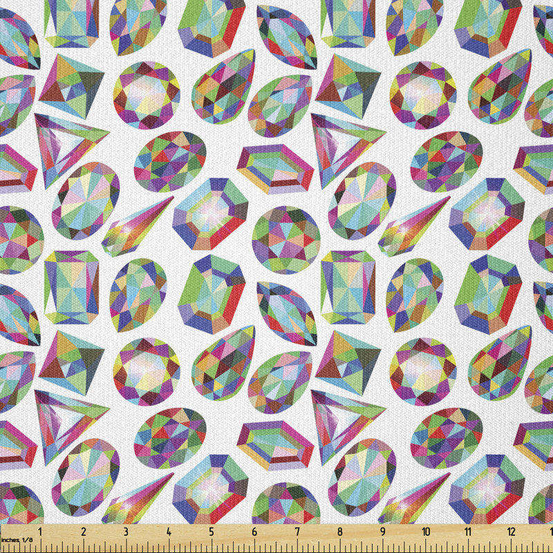Tissu Ambesonne Diamonds By The Yard, motif en cristal avec palette de couleurs arc-en-ciel, l 36" x L 72"