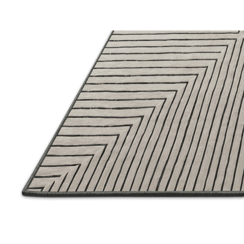 Tapis gris soyeux et moelleux, Rond 7 pi