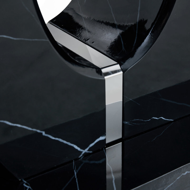 Table basse rectangulaire moderne minimaliste avec motif en bois aggloméré. Ajoutez une atmosphère paisible et confortable à votre maison. Table basse en panneau de fibres à densité moyenne, autocollant à motif en panneau de fibres à densité moyenne noir, table d'appoint.