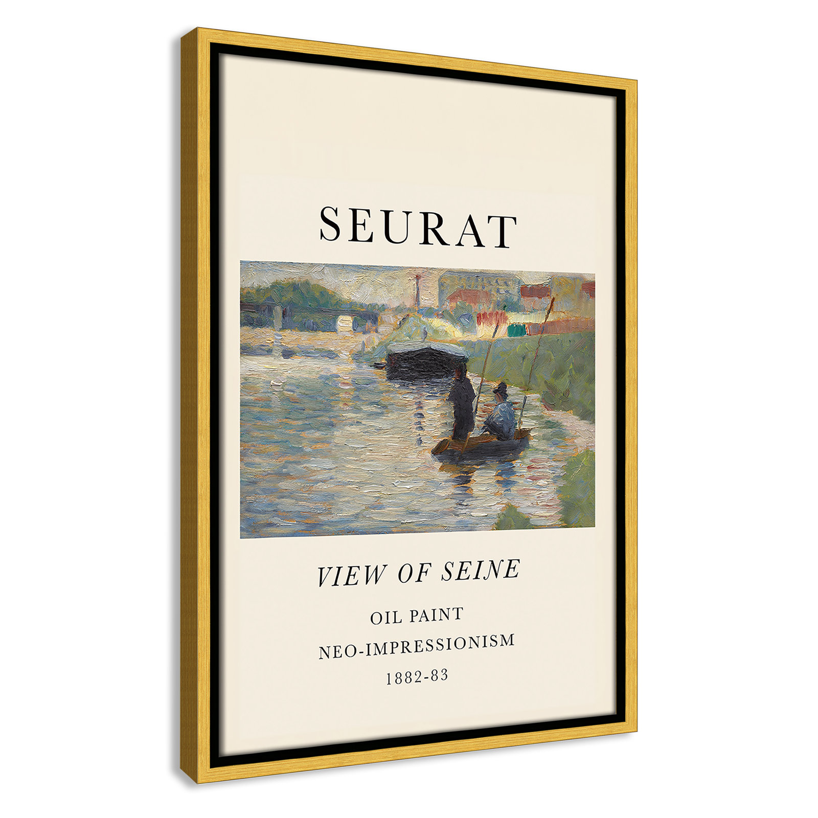 View Of Seine by Georges Seurat, No, 19.5" H x 13.5" W x 2" D, Gold Floater Frame