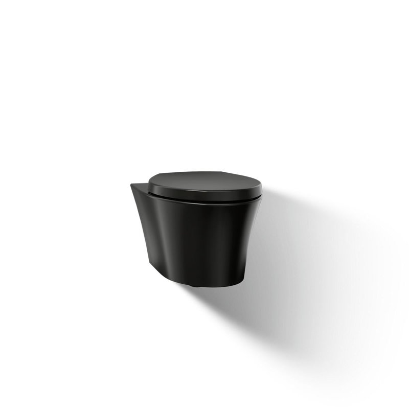 Veil Wall-Hung Compact Elongated Toilet, Dual-Flush, Black