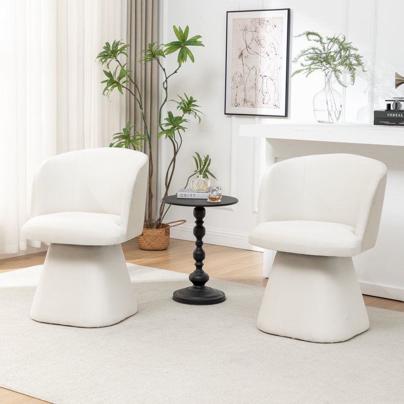 Dantzler Velvet Swivel Upholstered Dining Chair, Beige