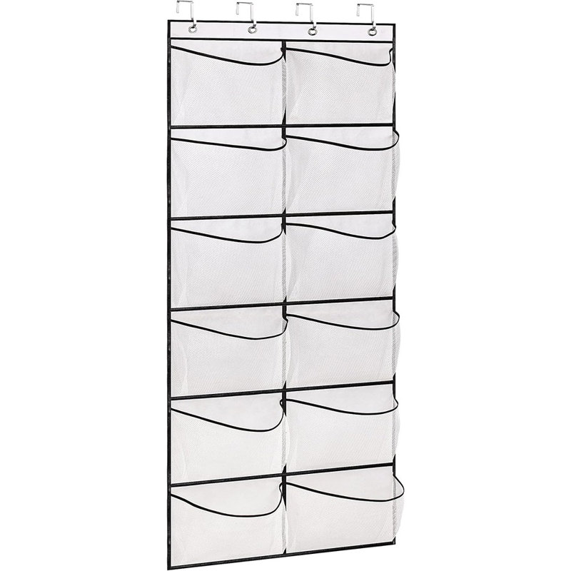 Over The Door Shoe Organizer 12 Large Mesh Pockets Boots Hanging Storage Shoe Rack For Closet White