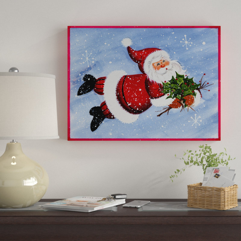 « père noël et holly », art sur toile, H 35 po x l 47 po x P 2 po