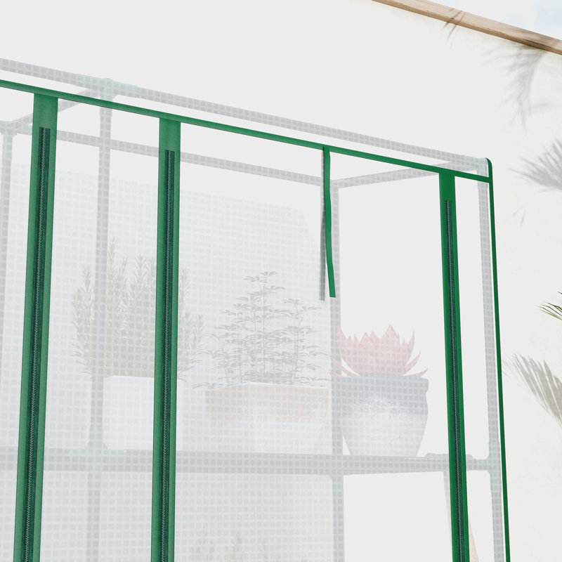 Outsunny Lean-to Mini Greenhouse PE Cover 215 x 46 x 151cm White