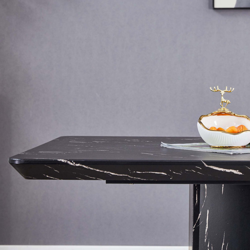 Ensemble de table de salle à manger Marble, Gris / Noir