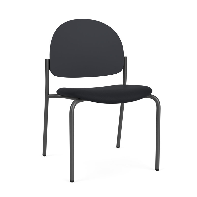 Chaise d'invité sans accoudoir Chat Chat, Gris anthracite, Modène noir / onyx noir polyester