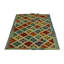 Tapis rouge / noir / vert en laine noué à la main de conception unique 5 pi 10 po x 6 pi 5 po Janaeya