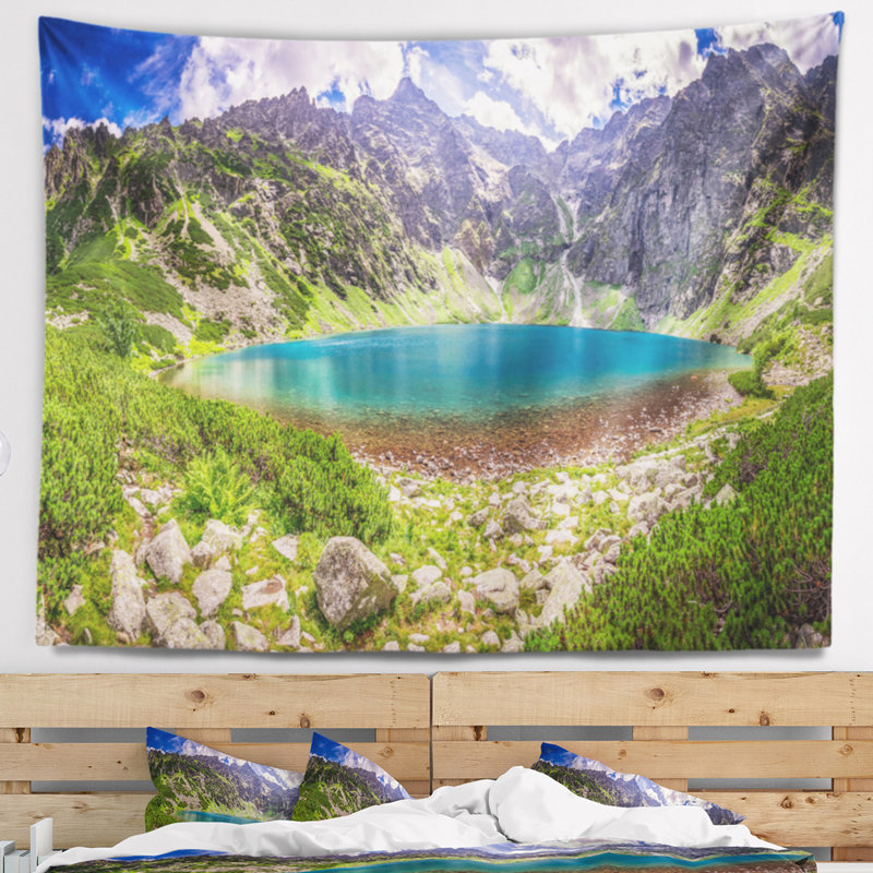 Tapisserie panorama à montagnes tatras at aube Landscape, H 78 po x l 92 po
