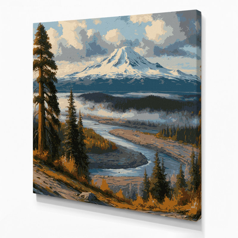 USA State Oregon Brown Canvas Wall Art, 16" H x 16" W