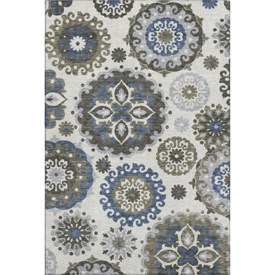 Premium Machine Washable Prisco Pewter Rug