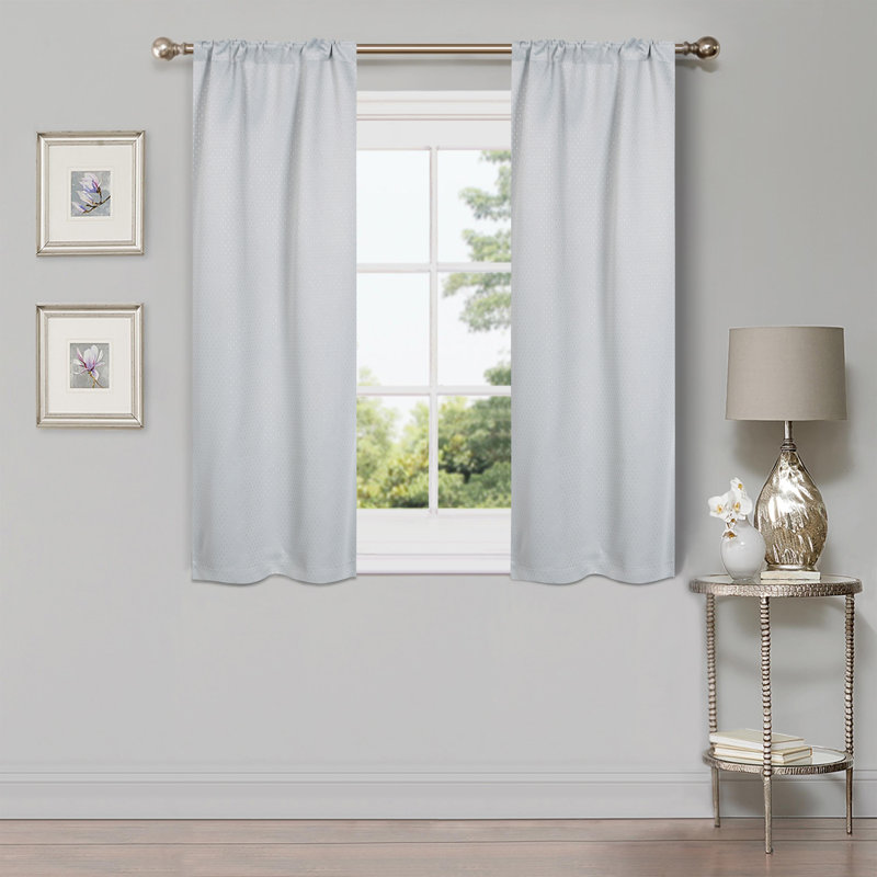 Wiechmann Geometric Shimmer Abstract Room Darkening Curtain Panel Set, 26" W x 63" L, Chrome