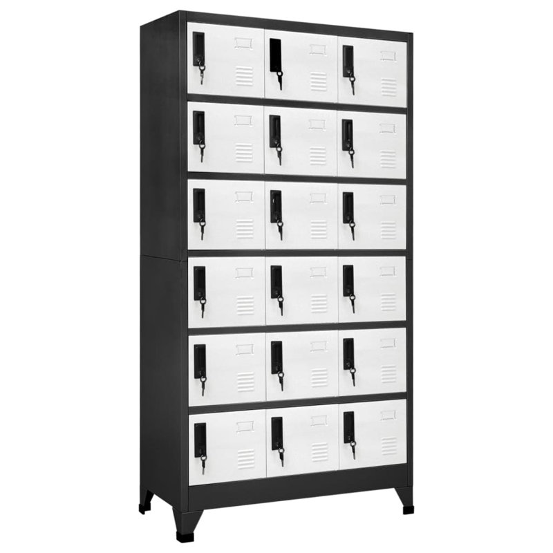 Metal 90cm Employee Locker with Key, Anthracite/White