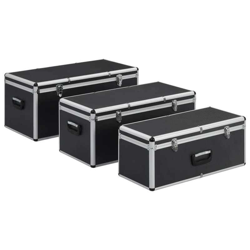 3 Piece Toolbox Set, Black