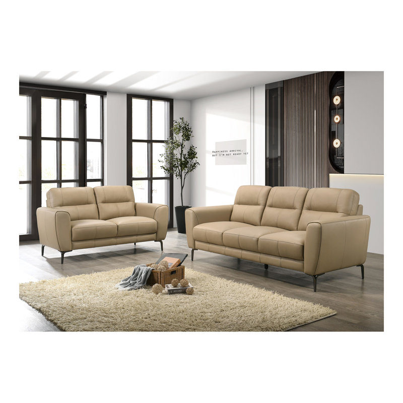 Ensemble de canapés et de causeuses en cuir Top Grain, Taupe