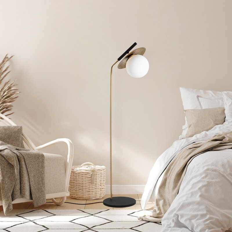 Lampe sur pied Elegant Gold, structure en métal, 14,6 po x 11,8 po x 54,3 po | Plaque de base: 1111,8 pouces | Câble de 250 cm, interrupteur marche / arrêt | Type de douille: 1 x E27 Max 40 W (ampoule non incluse) | Éclairage élégant pour la maison et le bureau