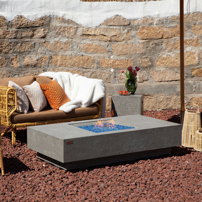 Rectangle Concrete Smokeless Fire Pit Table