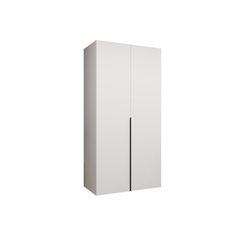 Oak Artisan Bia I Hinged Door Wardrobe 100cm - Warm Woodgrain Minimalism, White