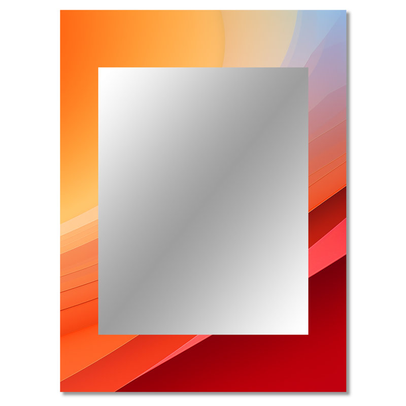 Orange Spectral Slice - miroir décoratif de formes abstraites, miroir mural orange, impression d'art en métal, 40 po x 30 po