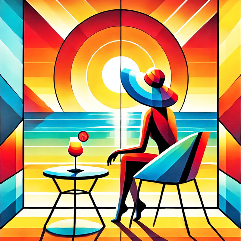 Radiant Getaway: Vibrant Sunset, art mural sur toile tendue, H 12 po x l 12 po x P 1 po