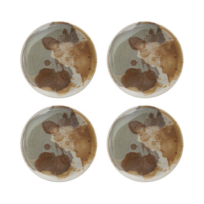 Round Stoneware Plate With Reactive Glaze