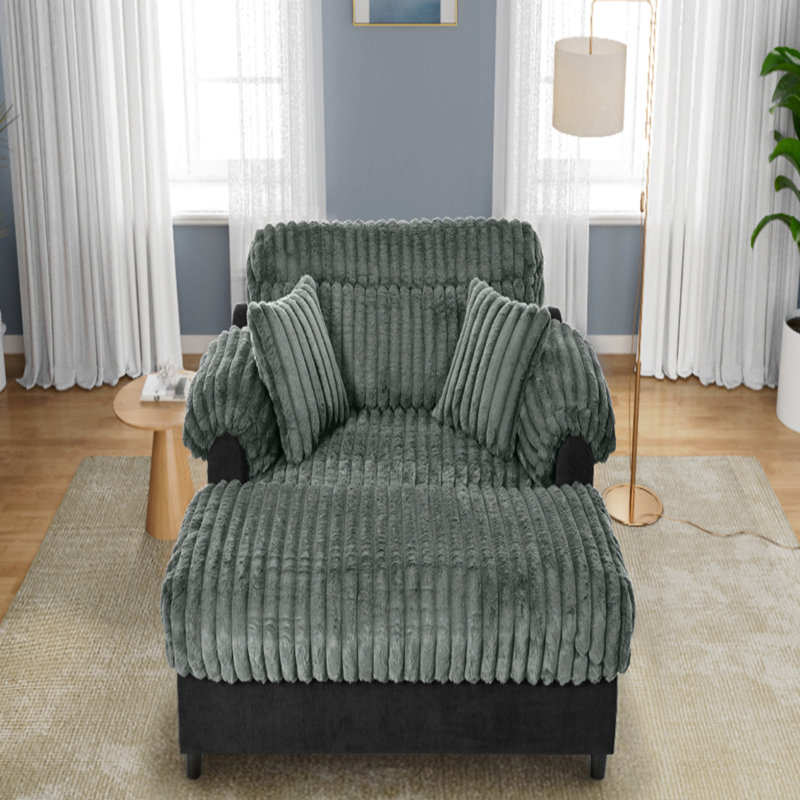 Canapé méridienne moderne 62 po Cloud, Vert, Vert