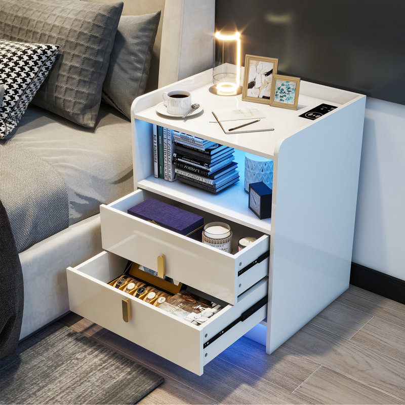 Table de chevet Klaudio, Blanc