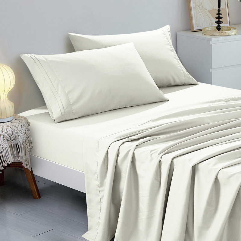 Jcrown Microfiber Sheet Set, California King Sheet Set with 2 Pillowcases, Beige
