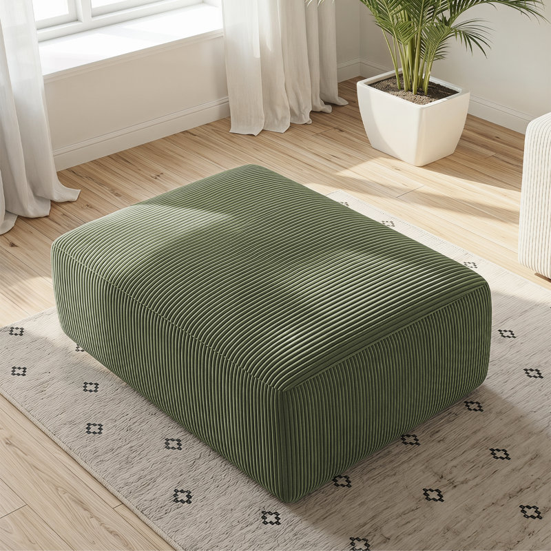 Pouf de compression de 31 po en velours côtelé rectangulaire avec repose-pieds et module modulaire pour canapé modulaire