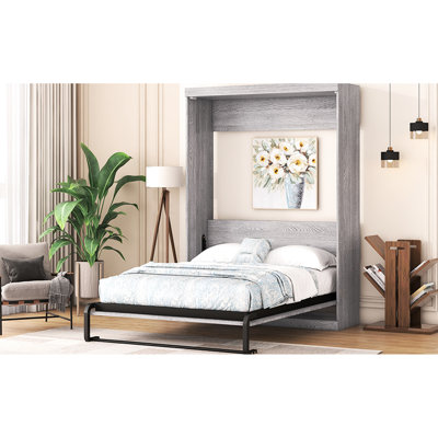 Lit double gris pliable dans l'armoire - fiable et maximisant l'espace avec une solution de rangement