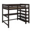 Lit mezzanine avec tablettes de rangement et bureau sous le lit-1140878370