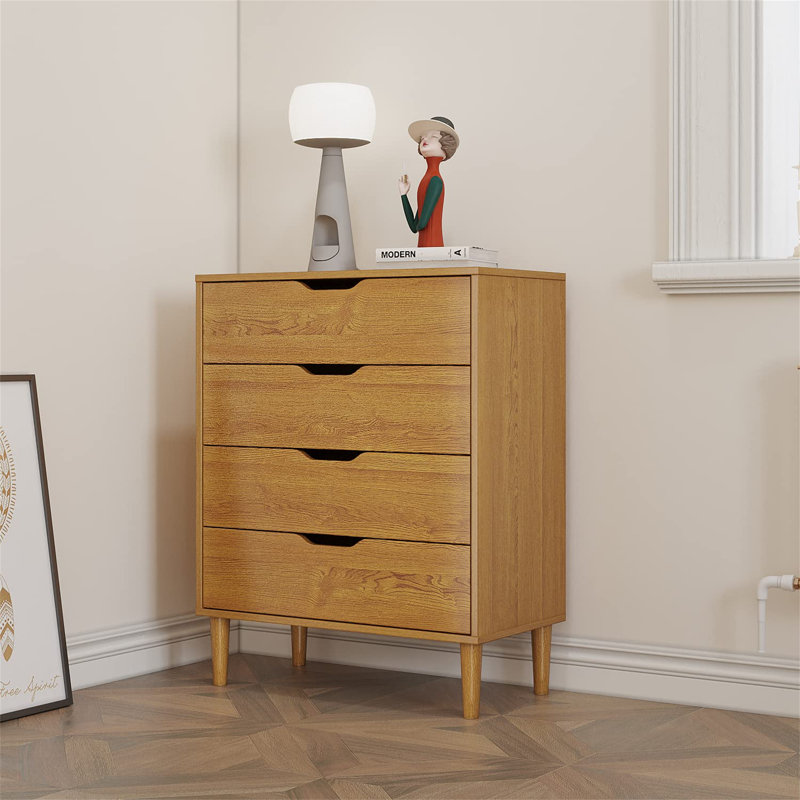 Harmanveer 70cm W 4 - Drawer Chest of Drawers, Oak