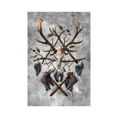 Native American Skull by Sunima - Wrapped Canvas Print