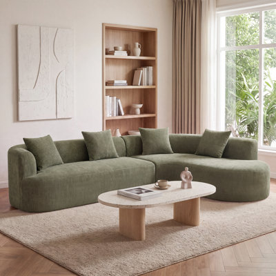  Modern 116.5" Curved Chenille Sectional Sofa , L-Shaped Modular Couch with Pillows