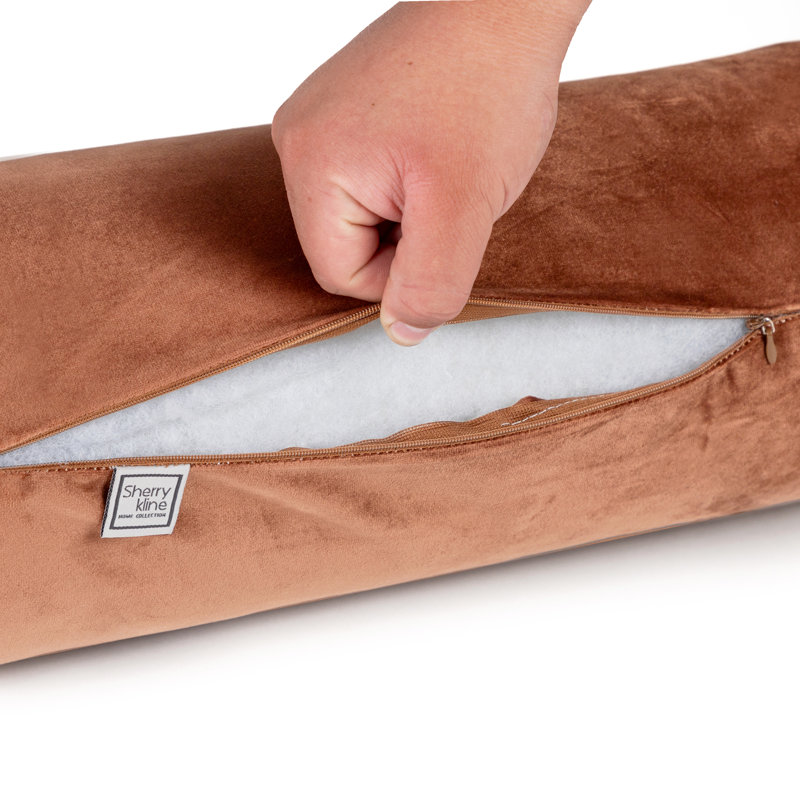 Sherry Kline Velvet Zippered Neck Roll Bolster (Set Of 2), Brown
