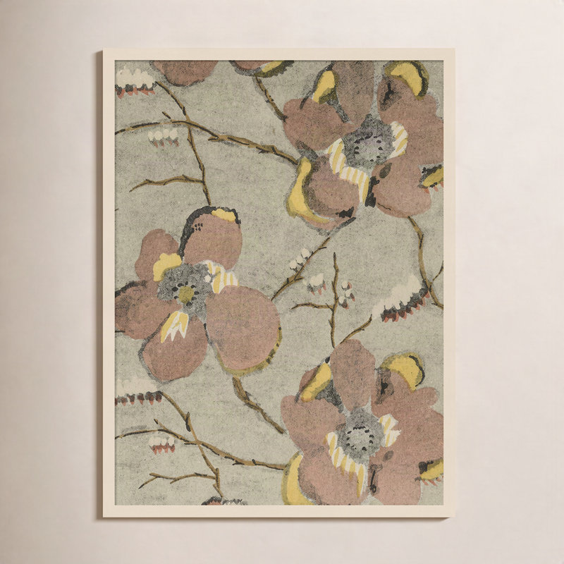 Délicat motif floral II par Baxter Mill - peinture sur cadre, Brun, H 33 po x l 25 po