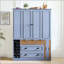 Garde-manger Farmhouse avec portes pliables, prise de courant, supports à vin et plateaux de service - 53,2 po x 17,7 po x 71 po-1462131136