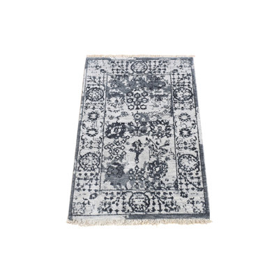 2'1" x 3'2" New Hand Knotted Ivory Wool & Silk Rectangle Oriental Rug - MOA10280485