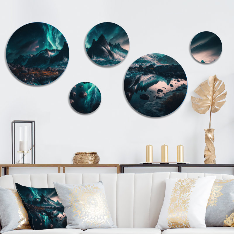Aurora Borealis Magical Northern Lights I - Landscape Mountains Metal Wall Décor