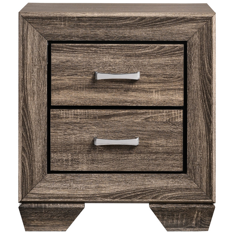 Washed Taupe 2 - Drawer Nightstand, Classic Rectangular Shape, Frame, Dual Drawers For Organized Storage, 27 Inches Tall Bedroom Furniture Style, Build, Ideal Use, And 23.5 Wide
