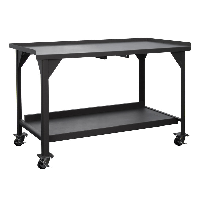 Steel Top Workbench with Wheels, 60" H x 39.50" W x 36" D