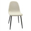 Ensemble de 4 chaises d'appoint, forme cuillère moderne Mid-Century, siège rembourré en lin avec pieds en métal noir, beige