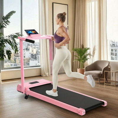 Portable Treadmill with Incline, 3.5 HP Walking Pad with Desk & Handlebar, Foldable Treadmill for Home Office Small Space with Remote Control