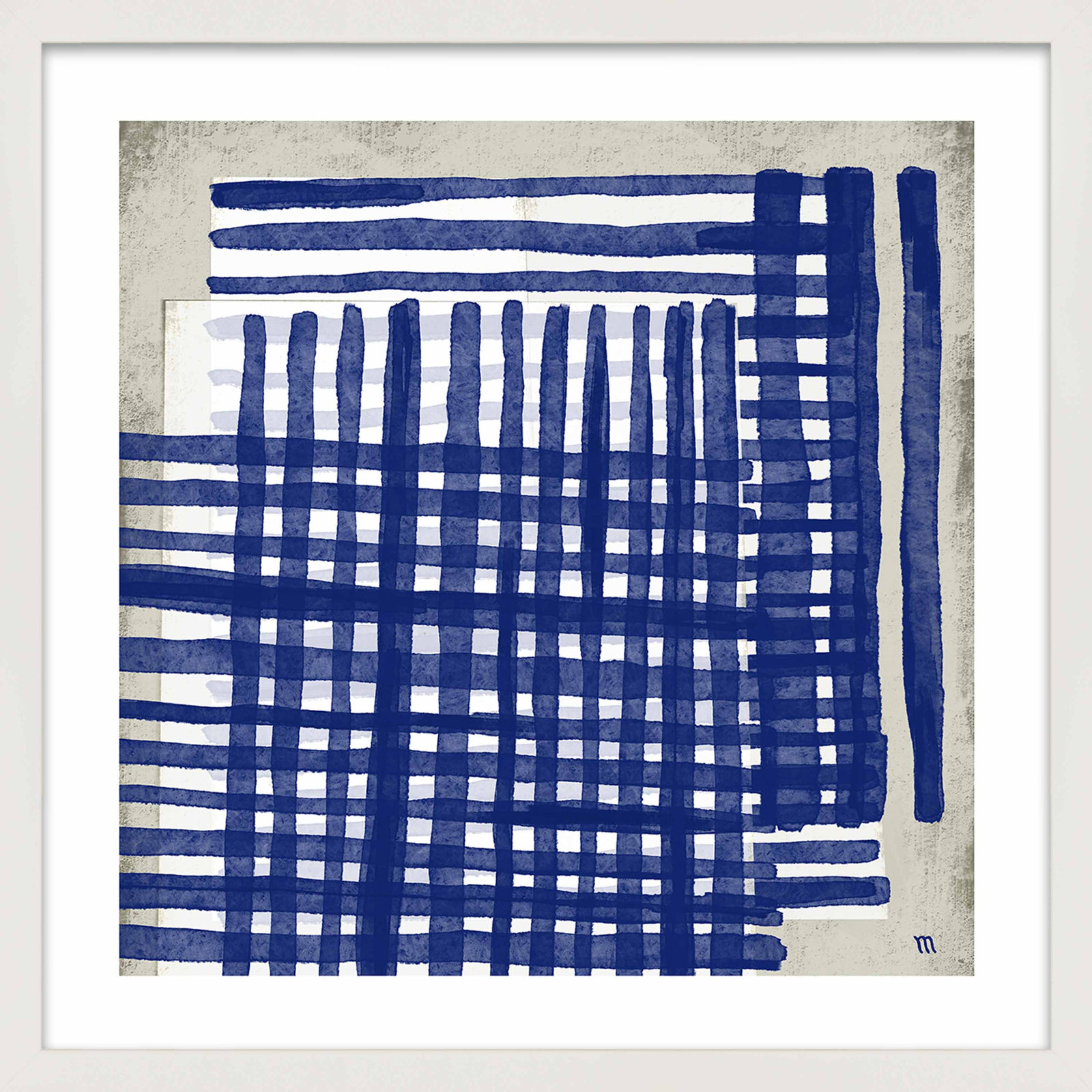 Zoja "Weaving" Painting by Marco Marella, 44" H x 44" W x 1.25" D, White Framed