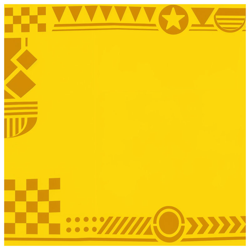 Yellow Geometric Border Bath Mat, 34in W x 21in L