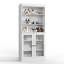 Armoire de salle de bain 100% bois massif 32 po avec portes en verre givré et tablettes réglables-2080913853