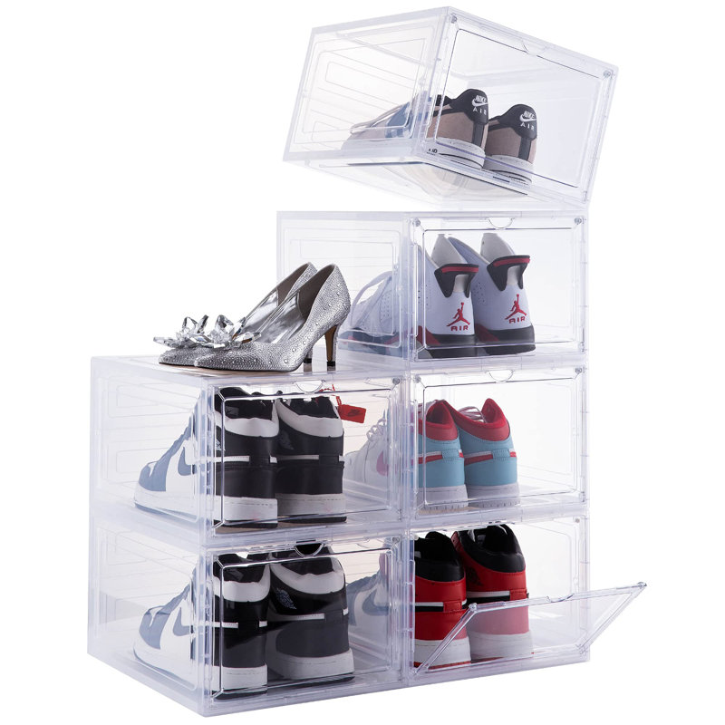 6 Pair Stackable Shoe Storage, Clear